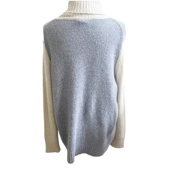 C by Bloomingdale’s Women Cashmere Pullover Sweater Sz L Turtleneck Colorblock - Picture 3 of 9